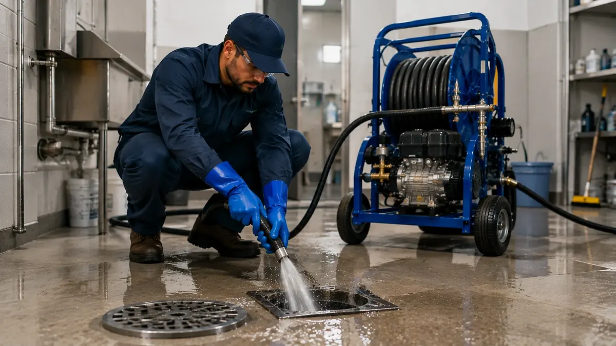 Floor Drain Hydro Jet Cleaning in Sanger