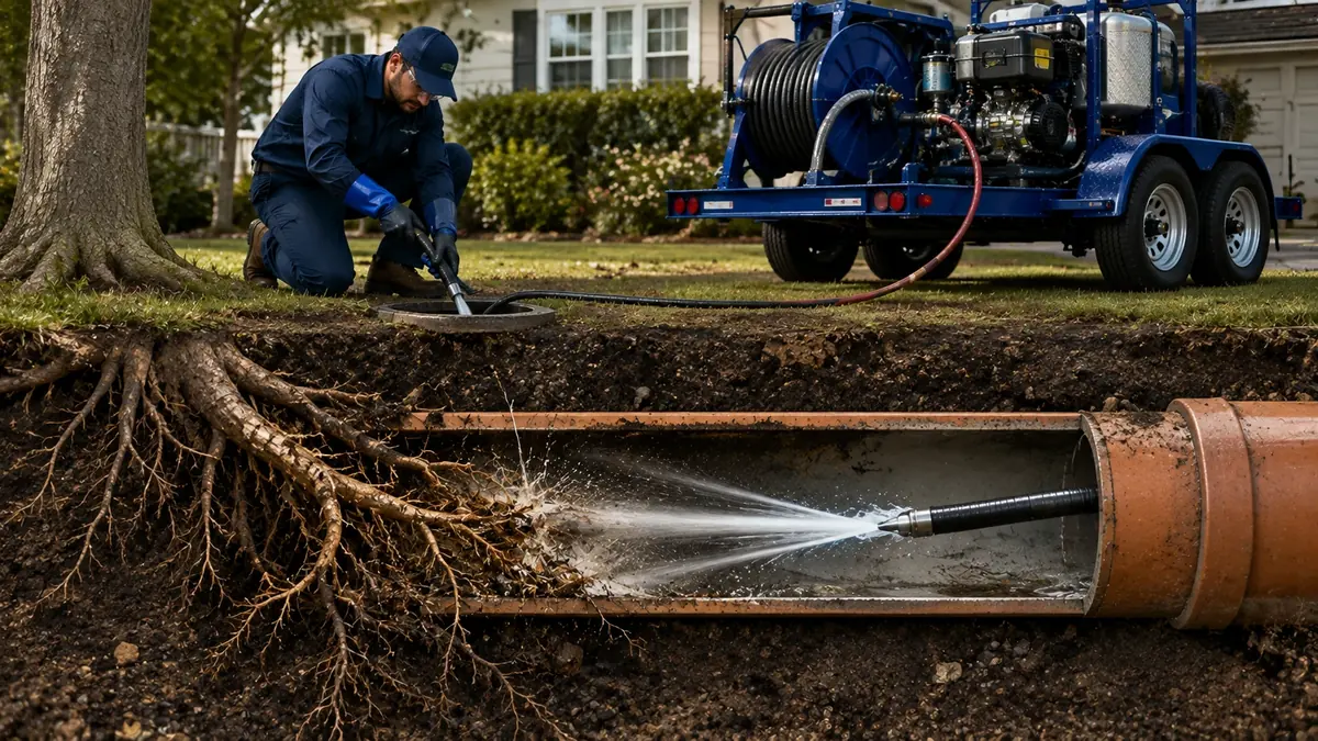 Tree Root Removal with Hydro Jetting in Sanger